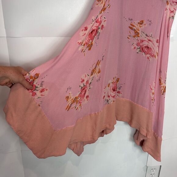Free People Mini Dress Medium Pink Sleeveless Floral Faded Bloom Sleeveless M - Picture 9 of 16